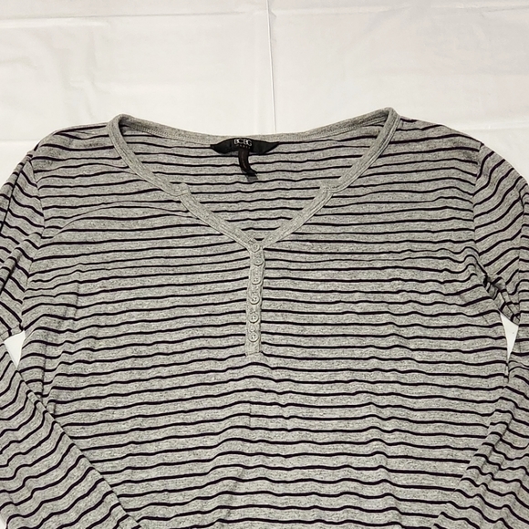 BCBG Paris Striped Henley Top - Picture 3 of 5